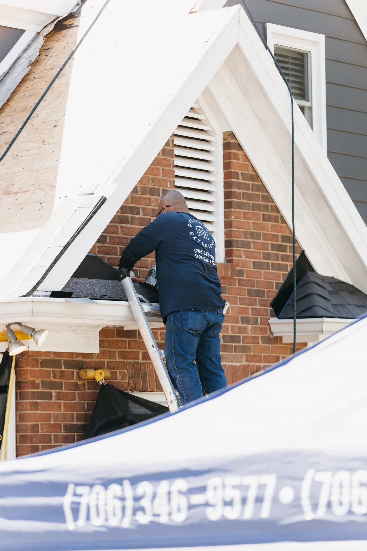Custom board-and-batten siding installation on an Atlanta home exterior