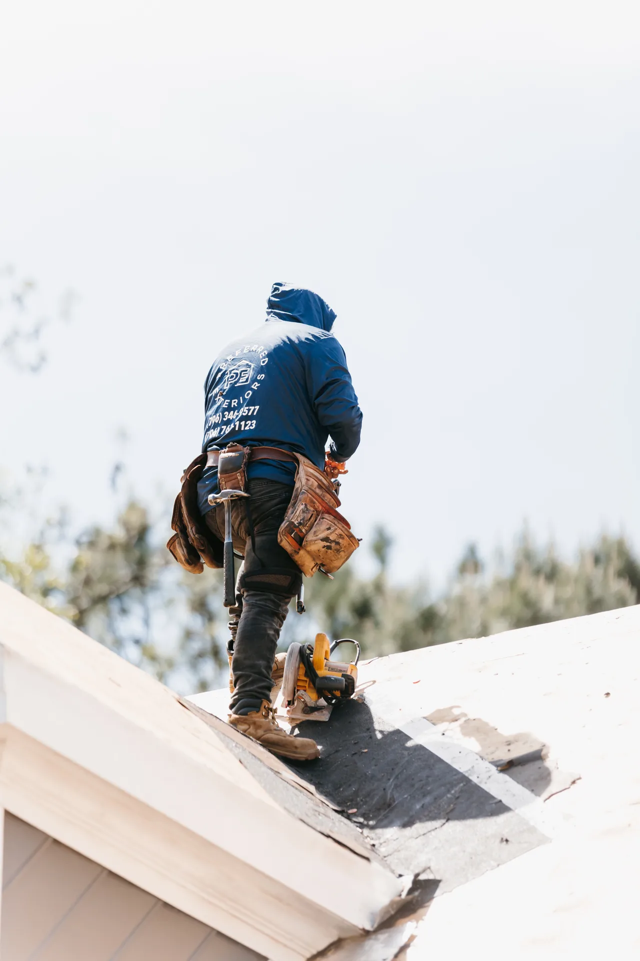 Minor preventative roof repairs being performed on an Atlanta home before damage worsens