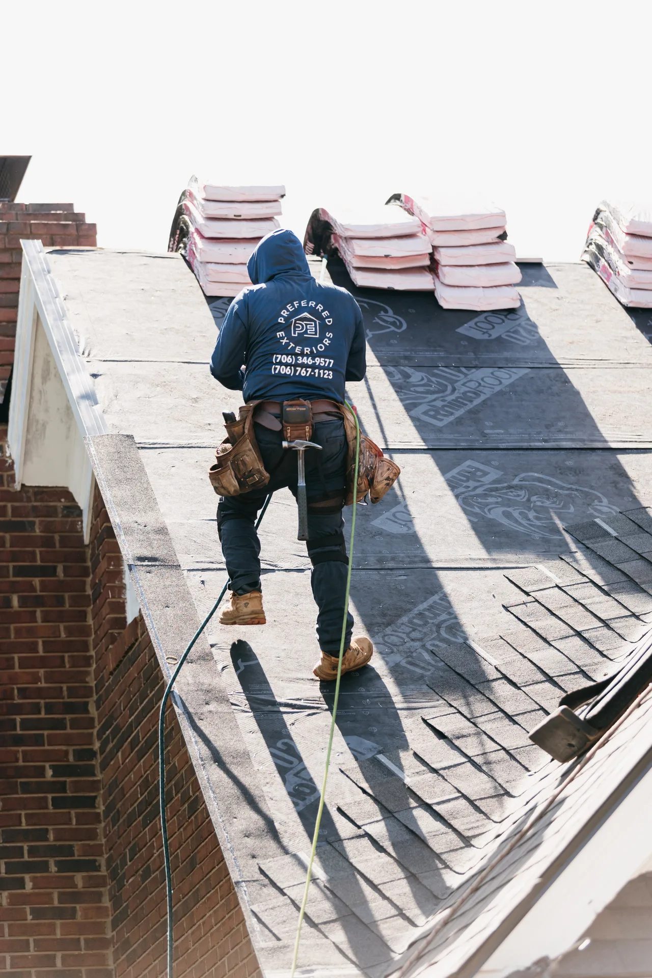 Architectural asphalt shingle roofing installed on an Atlanta home in a custom color